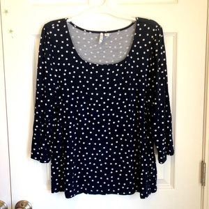 ELLE polka dot navy white 3/4 length sleeve XXL